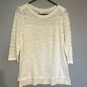 Christopher & banks MEDIUM cream 3/4 length shirt